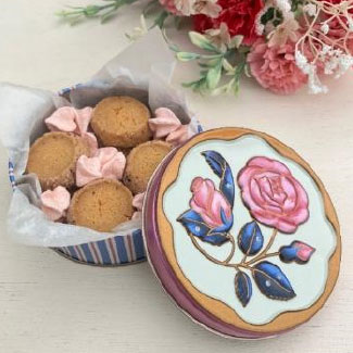 ローズ缶　ローズサブレ＆メレンゲローズ